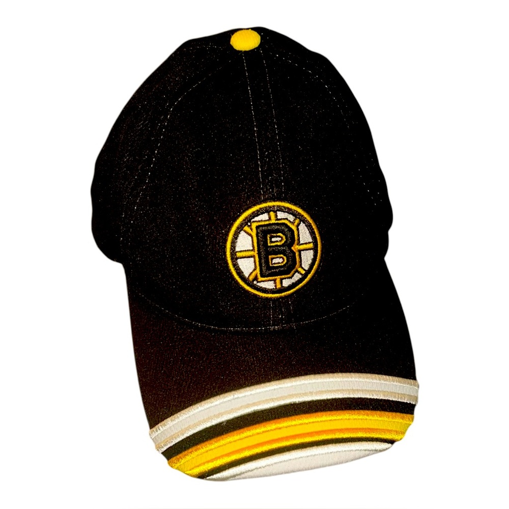 Boston Bruins NHL Baseball Hat Black Adjustable Logo Hockey Stripe Bill Vintage